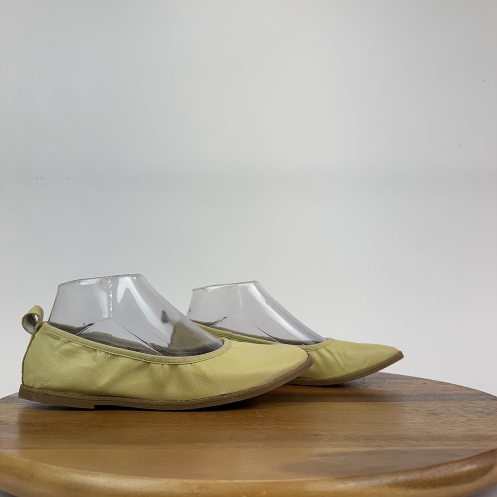 Womens Eileen Fisher Notion Yellow Leather Slip On Ballet Flats Shoes Size‎ 7 M